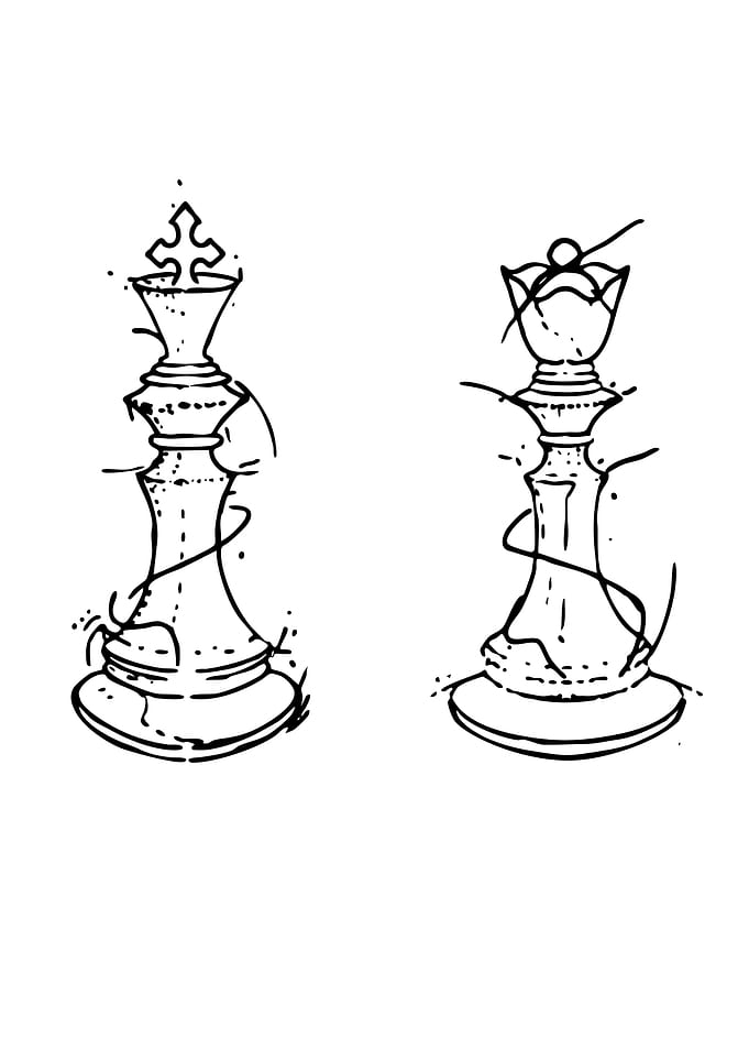 Chess King and Queen Sketch
