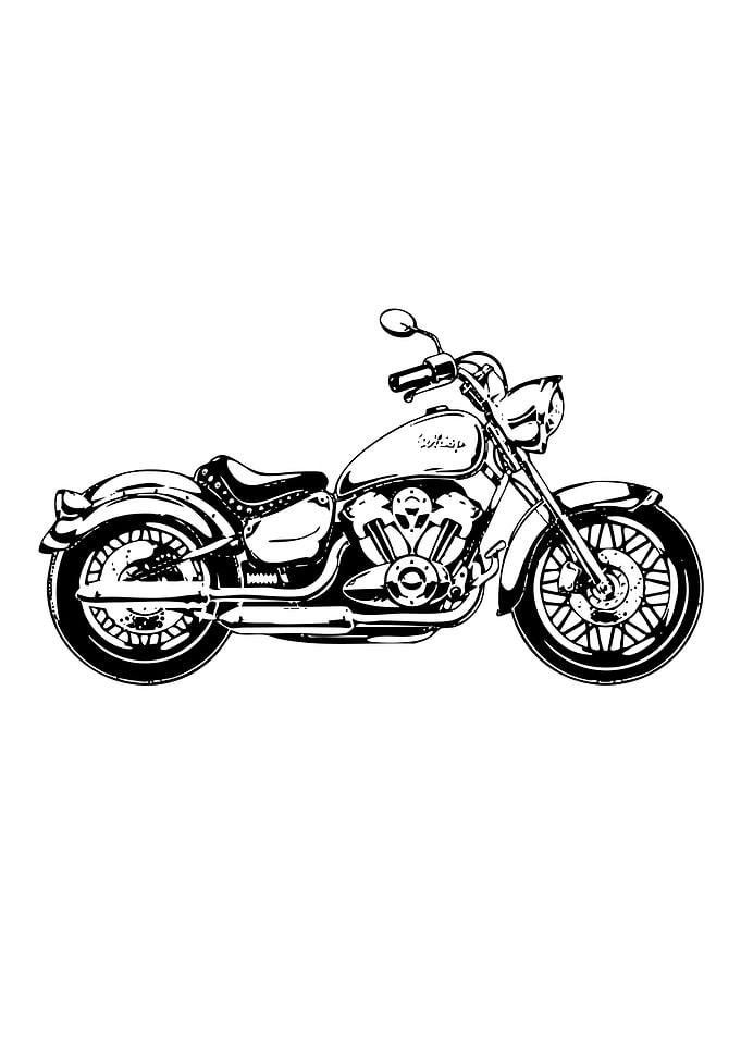 Black and White Motorcycle Illustration