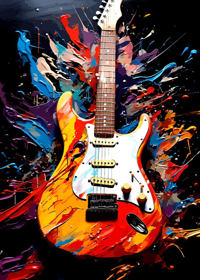 Colorful Electric Guitar Art