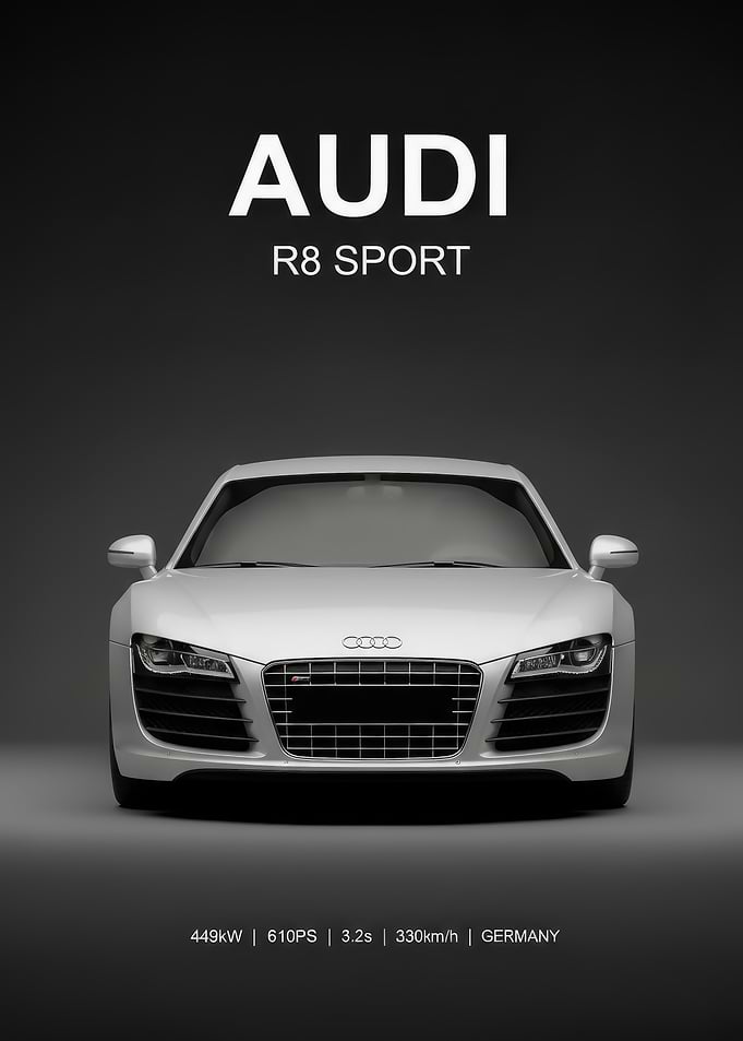 silver Audi R8 Sport Car poster