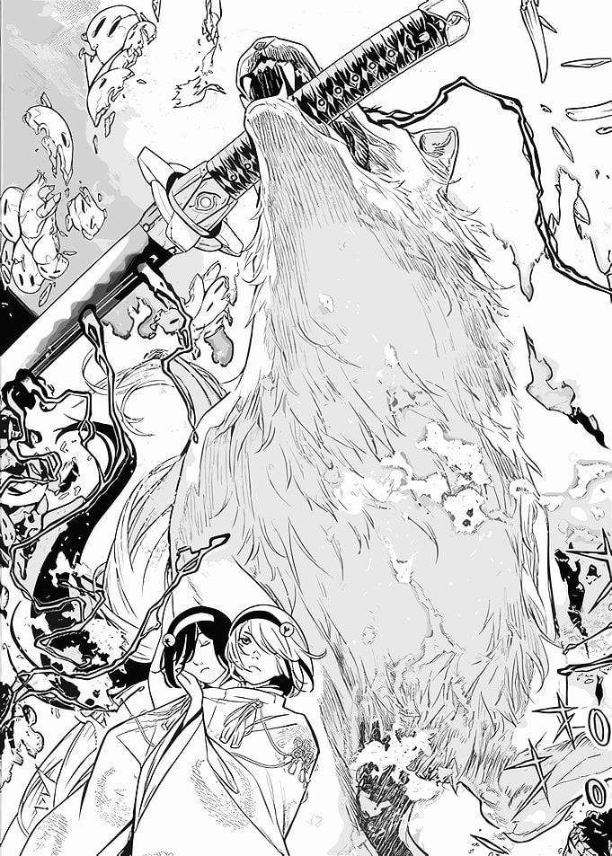 Wolf spirit attacking with a sword