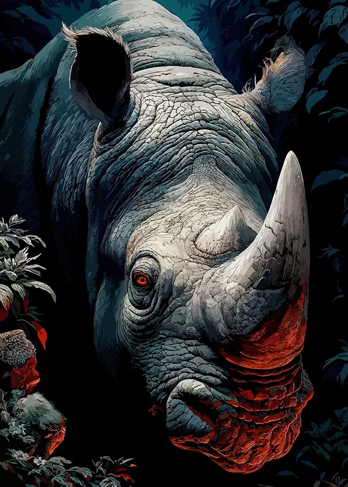 Close-up of a Rhinoceros Head