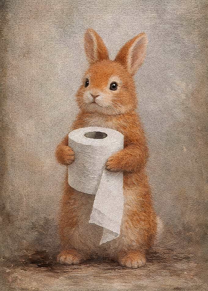 Bunny Holding Toilet Paper