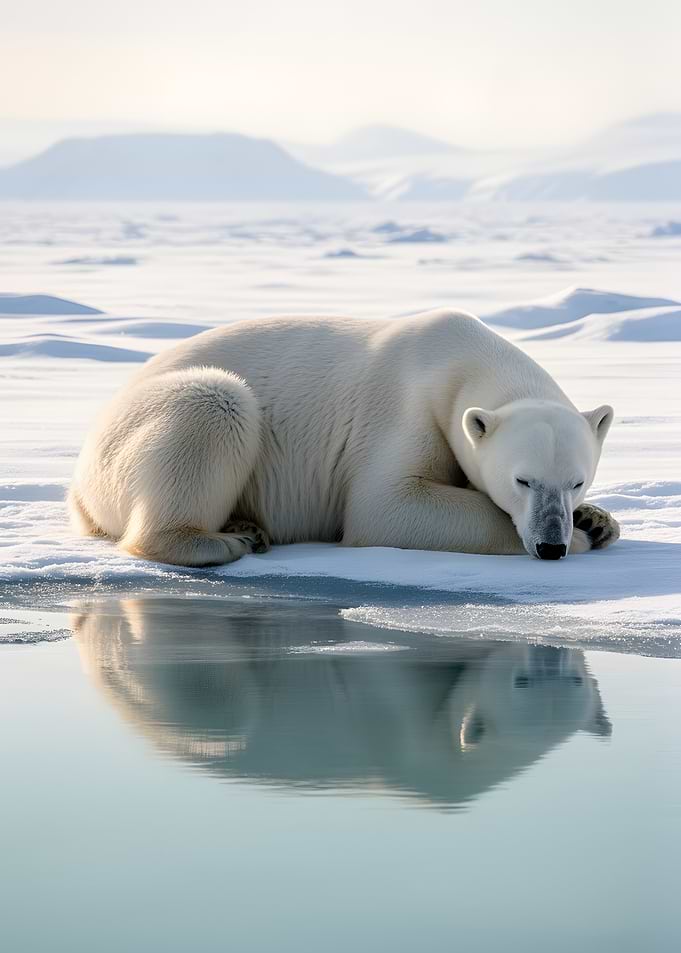Polar Bear Resting on Ice Floe
