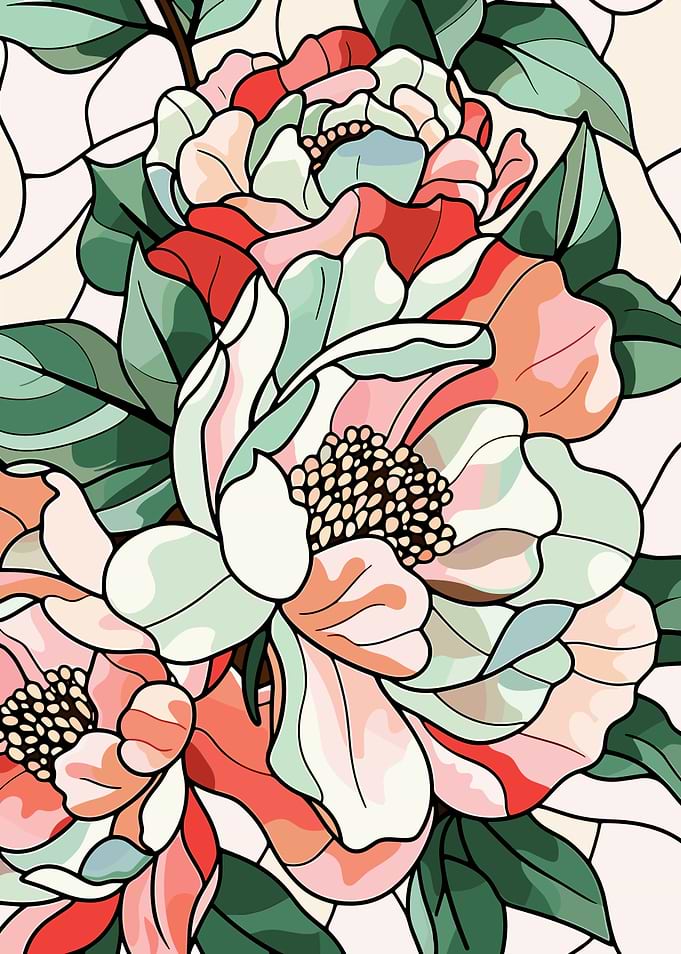Stained Glass Floral Pattern