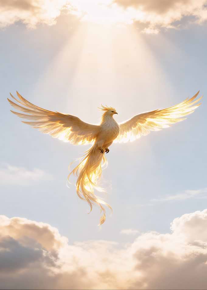 Golden Phoenix Ascending in Sunlight