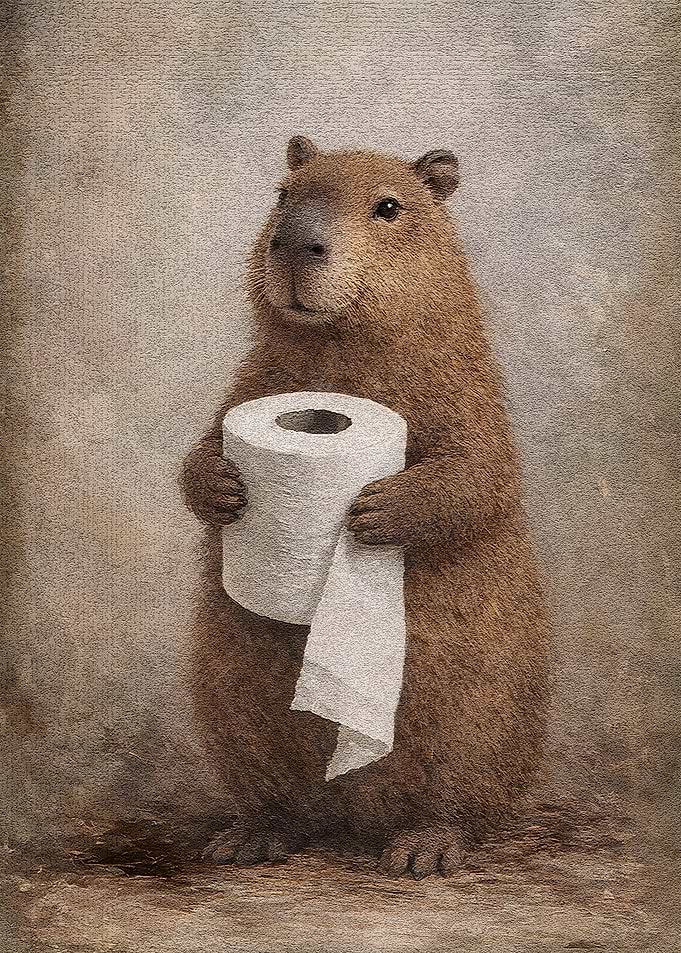 Capybara Holding Toilet Paper