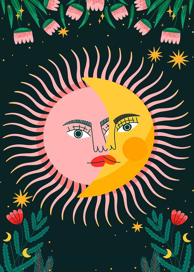 Sun and Moon Celestial Face