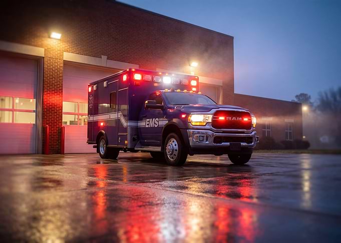 Ambulance with Emergency Lights