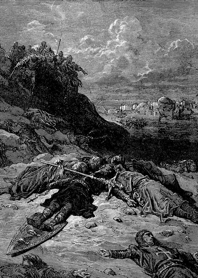 Death of Frederick of Germany Gustave Dore Crusades Engraving