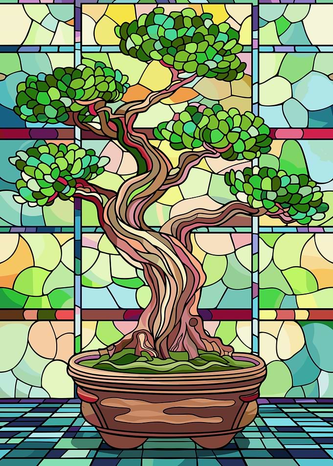 Stained Glass Bonsai Tree