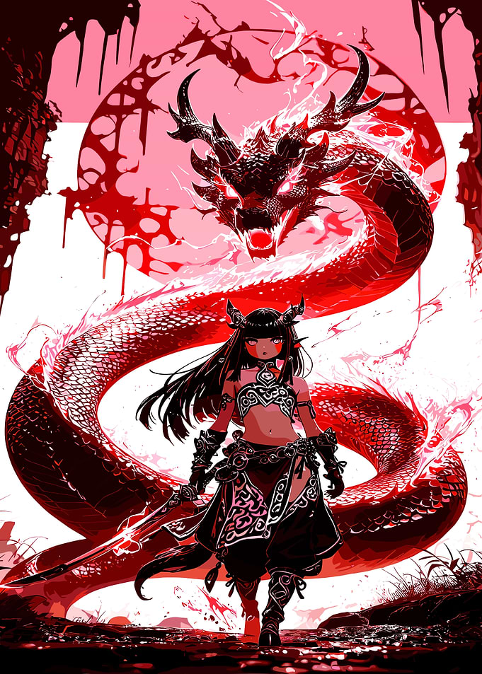 Anime Girl and Dragon