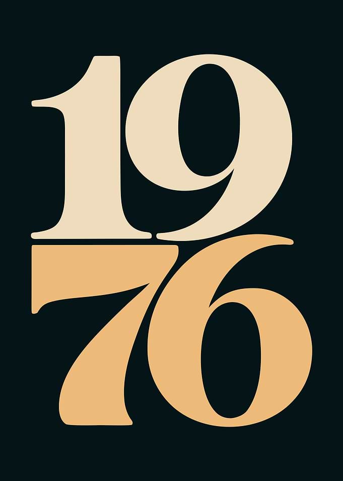 1976 Retro Birthday Text Art