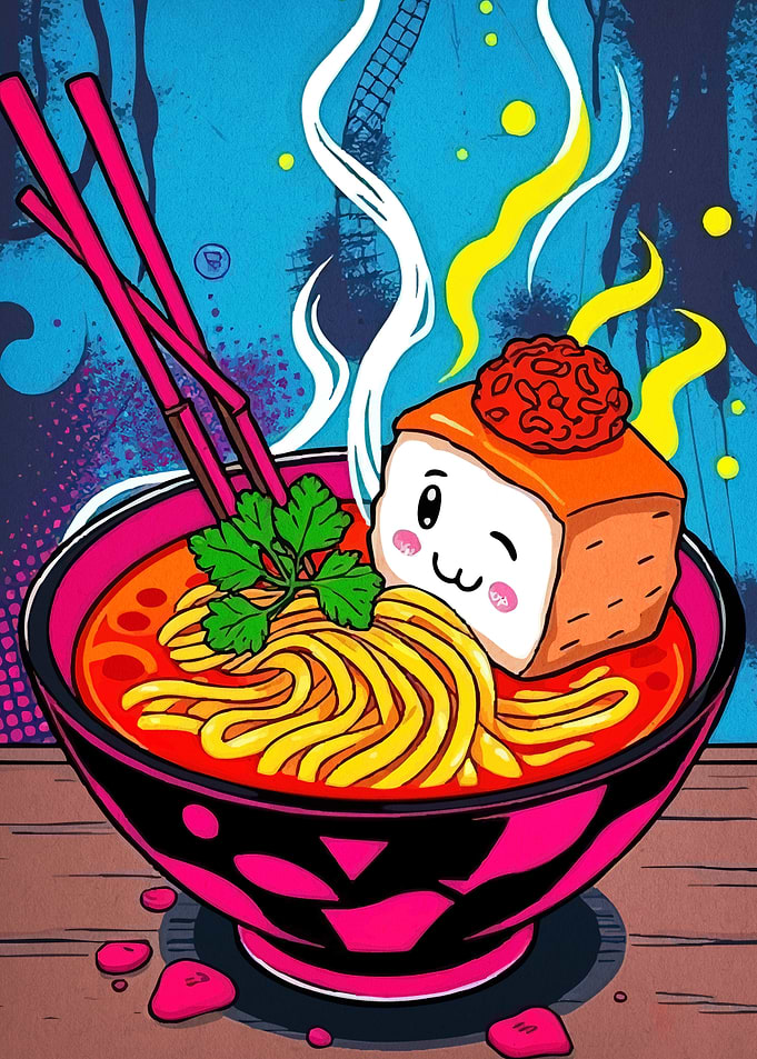 Cute Ramen Bowl with Character