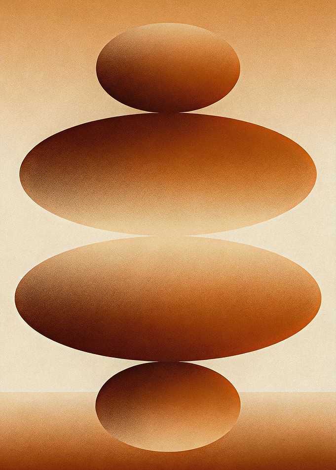 JAPANDI ZEN Balancing Ovals Abstract Terracotta Art