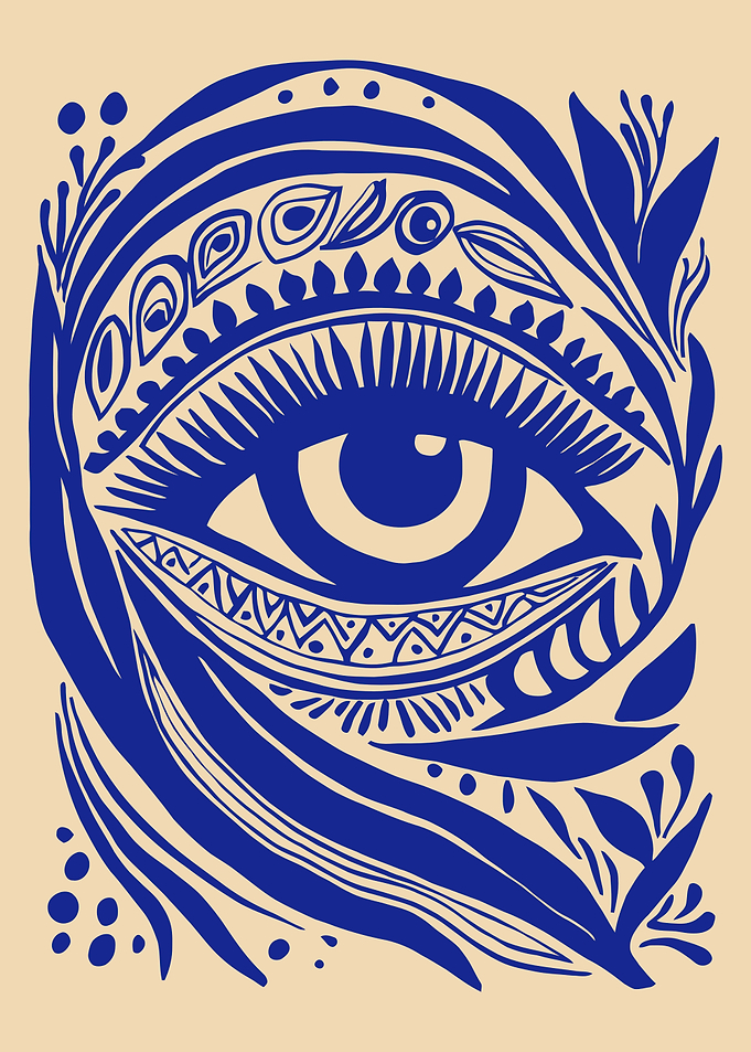 Blue Eye with Floral Accents