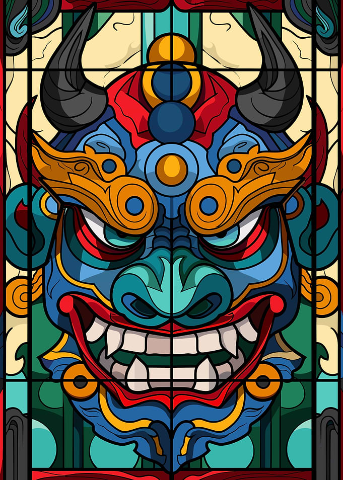 Stained Glass Oni Mask
