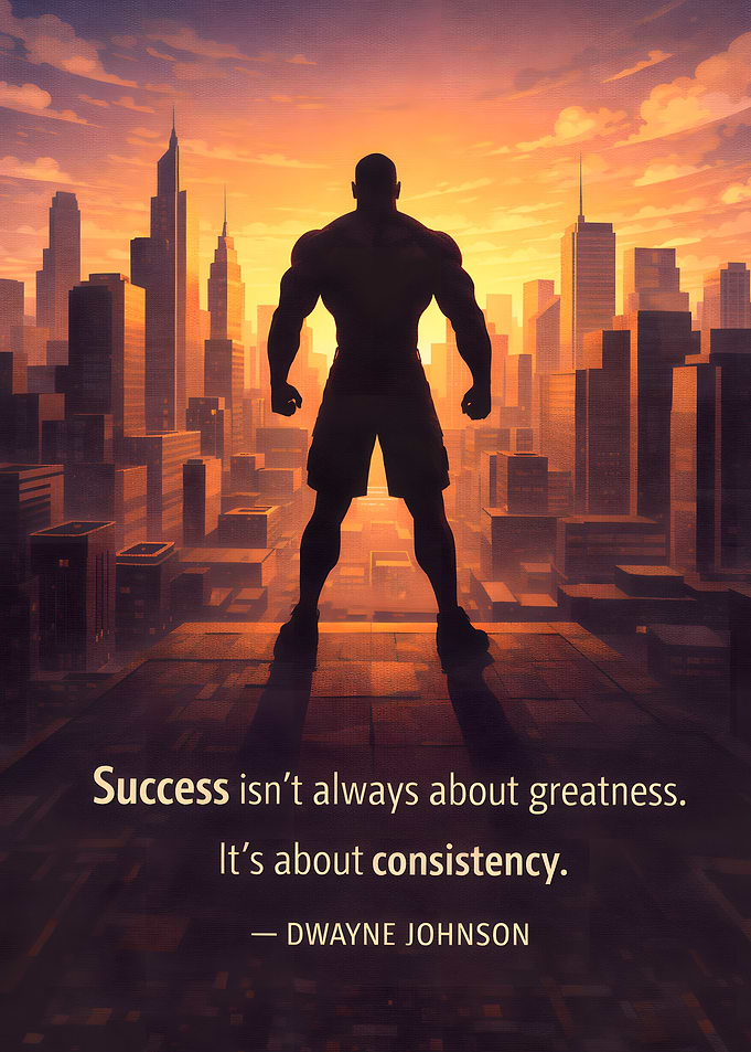 Dwayne Johnson Cityscape Motivational Quote