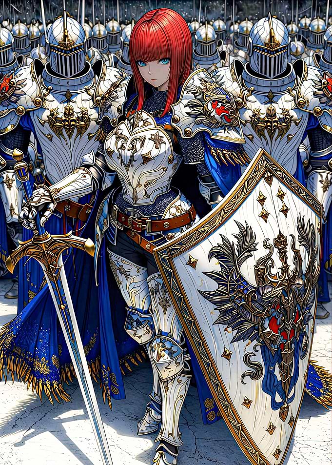 Anime Knight with Sword and Shield