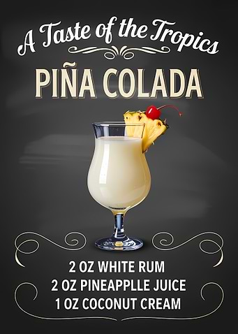 Piña Colada Recipe Poster