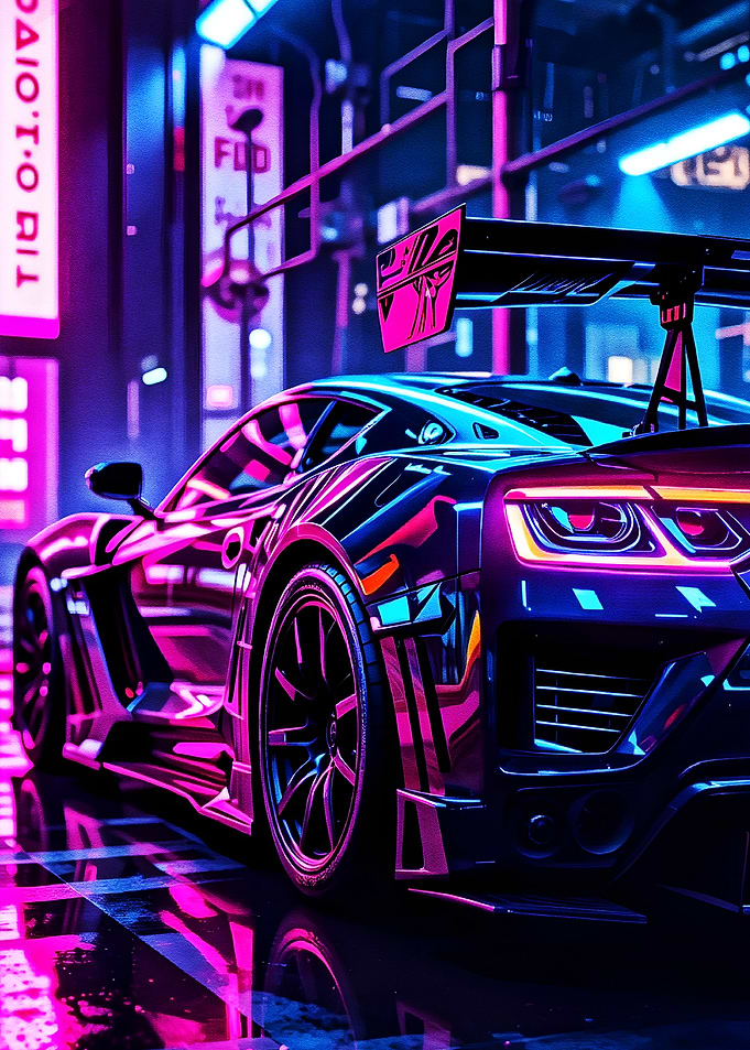 Cyberpunk Car in Neon City