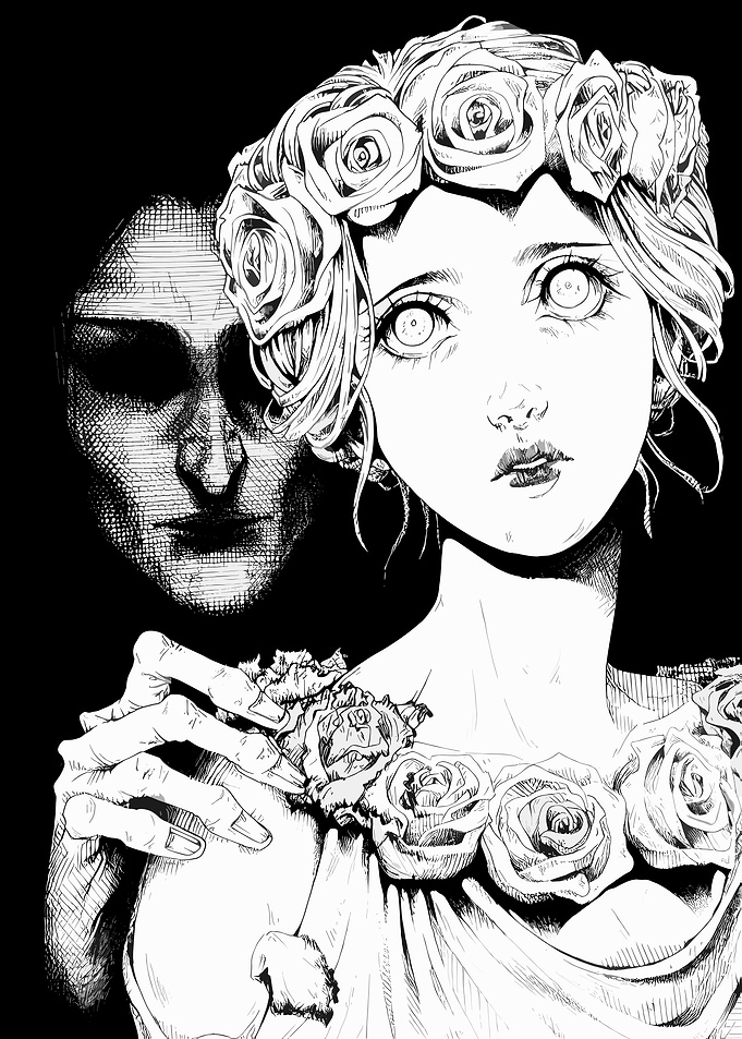 Ethereal Woman with Dark Shadow