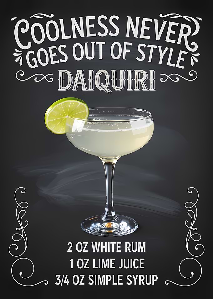 Daiquiri Cocktail Recipe Chalkboard