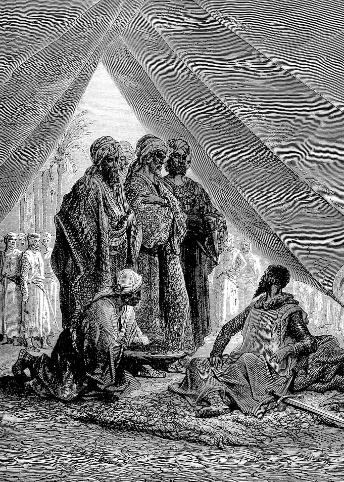 Godfrey Imposing Tribute on the Emirs Gustave Dore Crusades Engraving