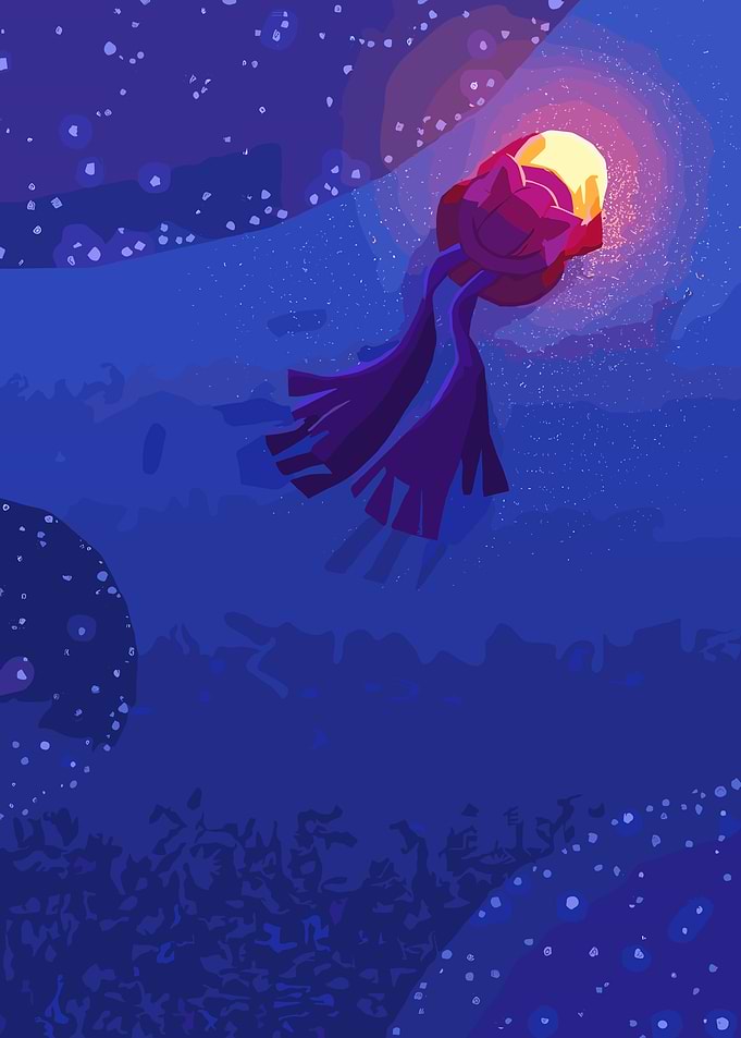 Mysterious glowing creature in starry night
