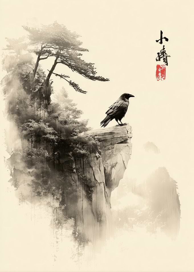 Raven Sumi-E Style