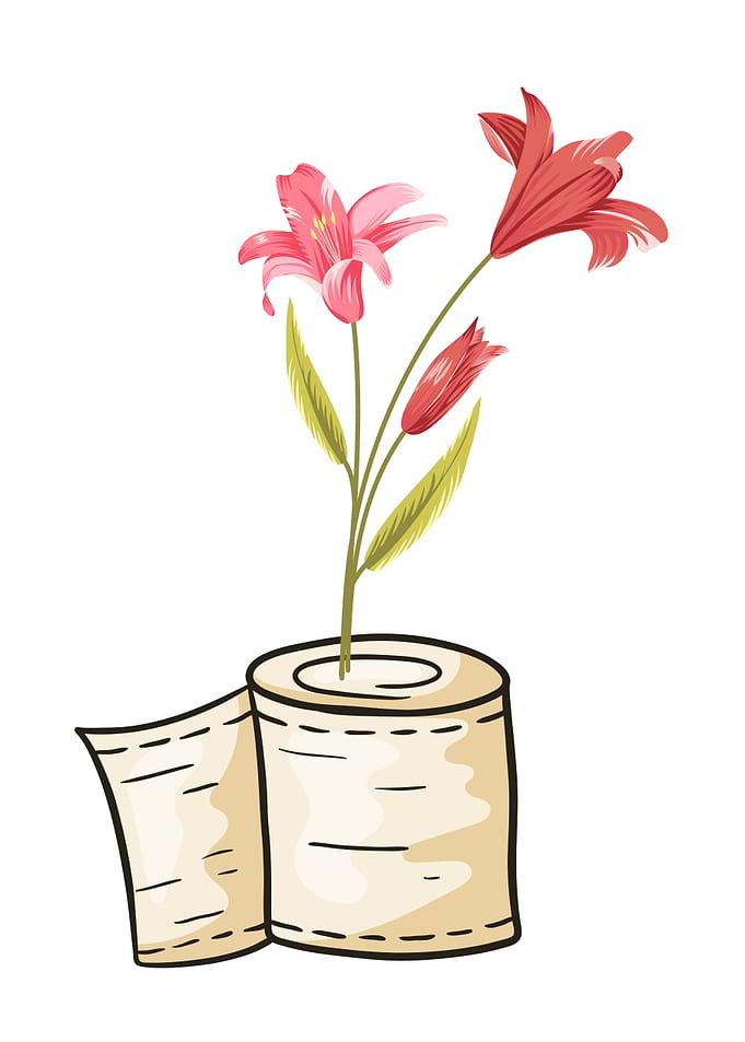 Flowers in a Toilet Paper Roll