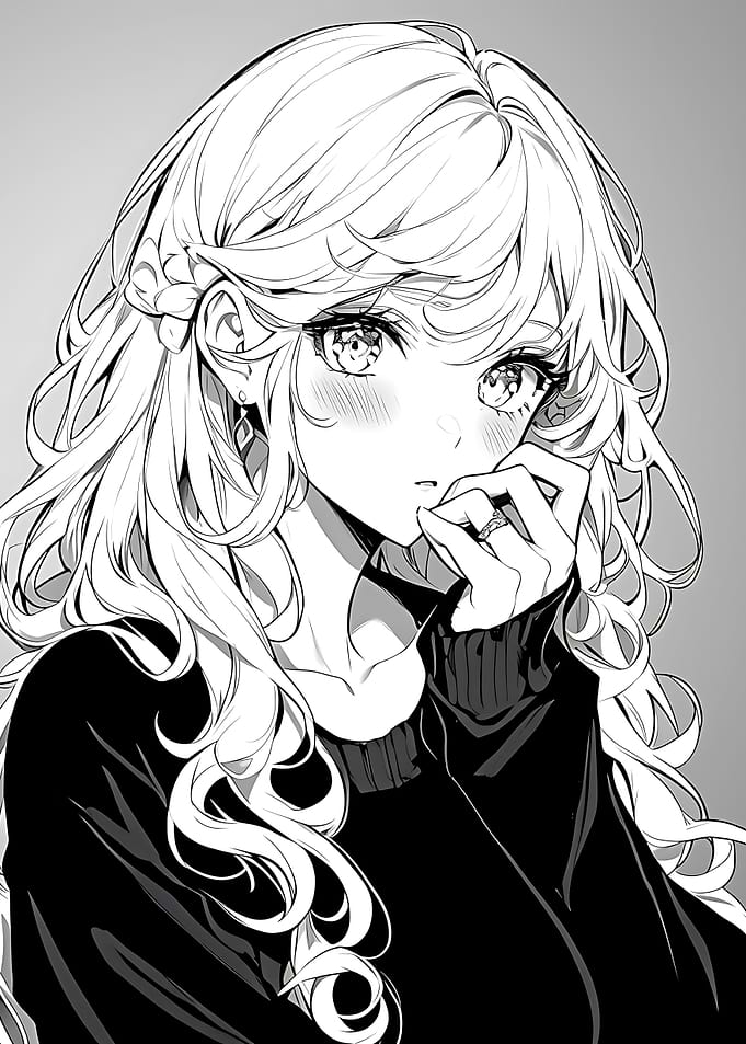 Anime Girl with Long Wavy Hair