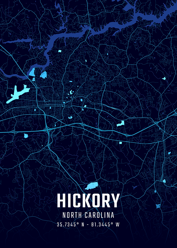 Hickory North Carolina Midnight City Map