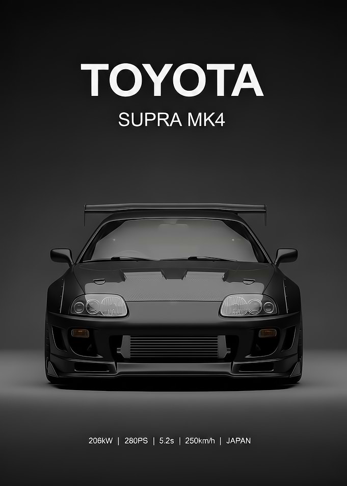 black Toyota Supra MK4 car Poster