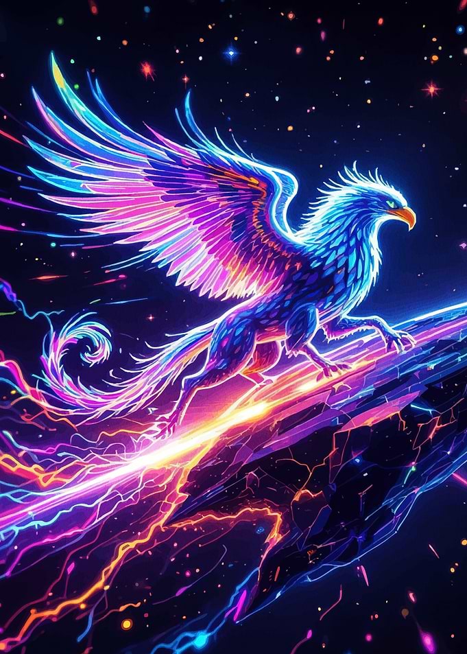 Neon Phoenix in Cosmic Landscape