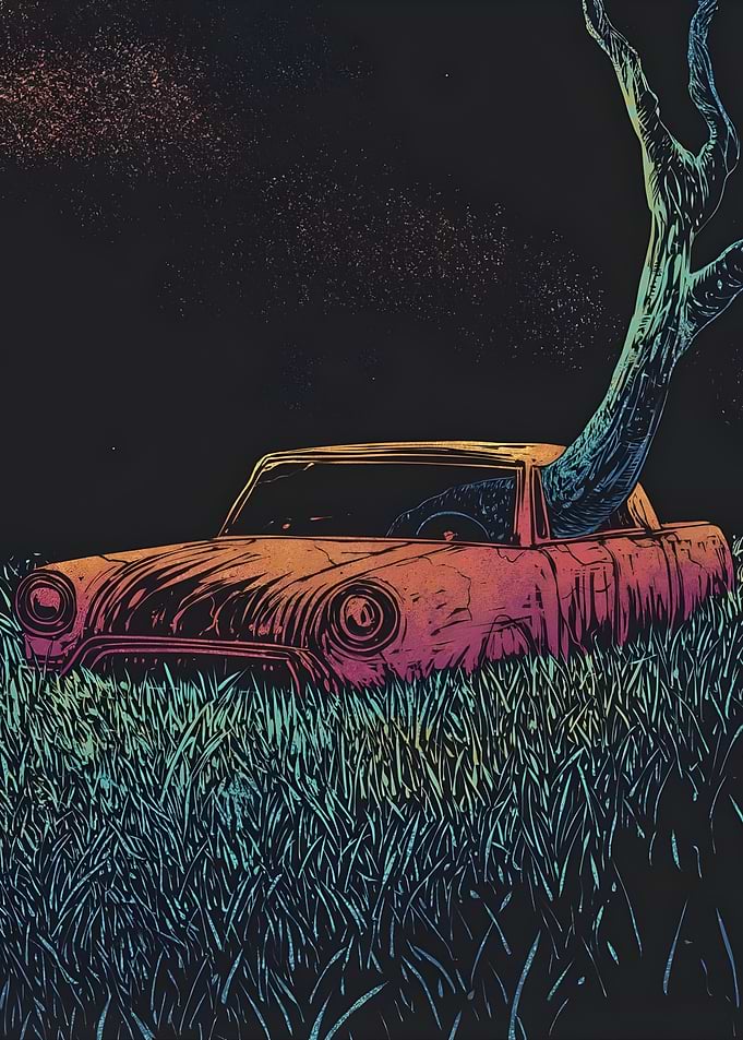 Tree Growing Through Abandoned Car