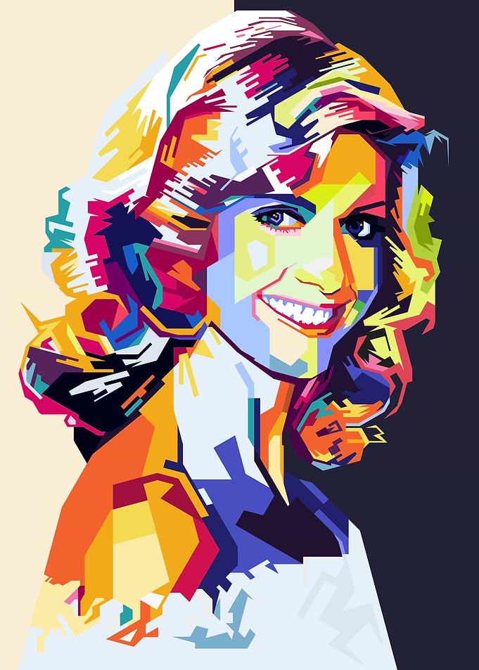 Colorful Portrait of a Smiling Woman