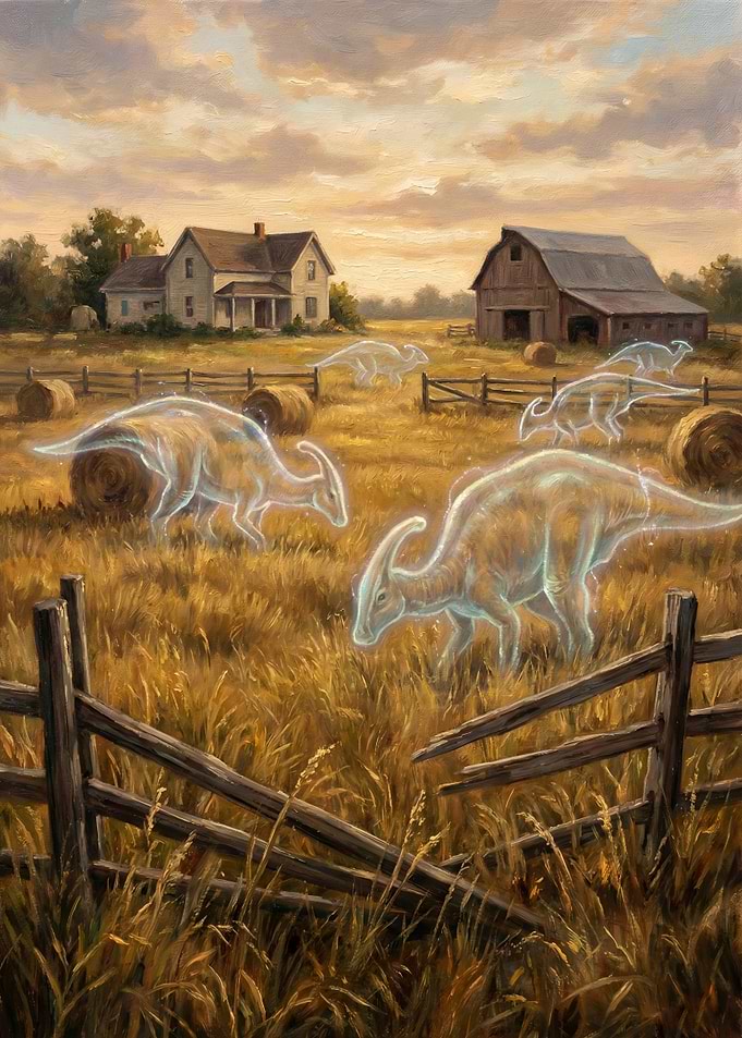 Ghost Dinosaurs on a Farm