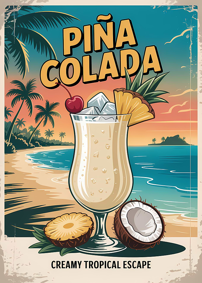 Piña Colada Tropical Beach Poster