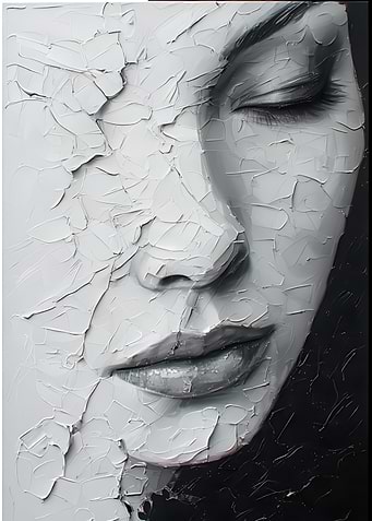 Portrait of a Woman's Face with textured paint effect