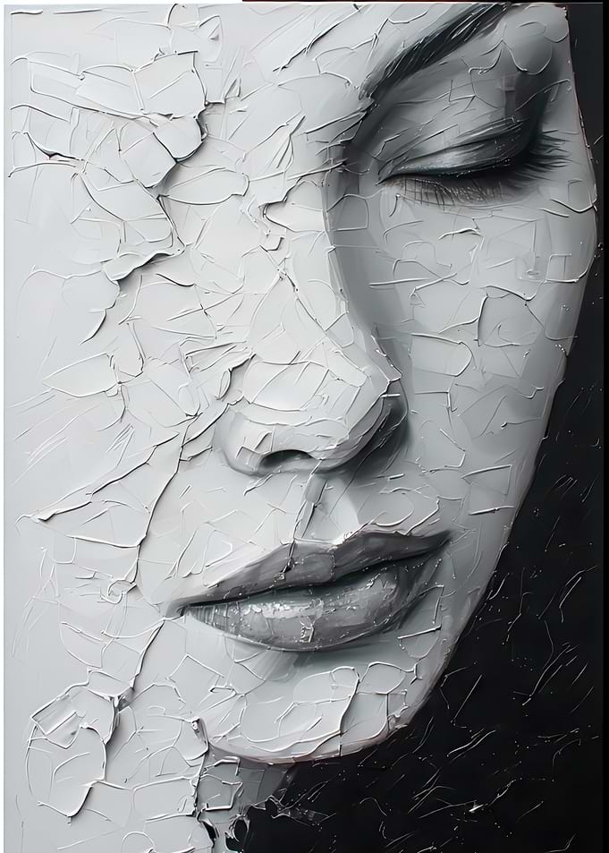 Portrait of a Woman's Face with textured paint effect
