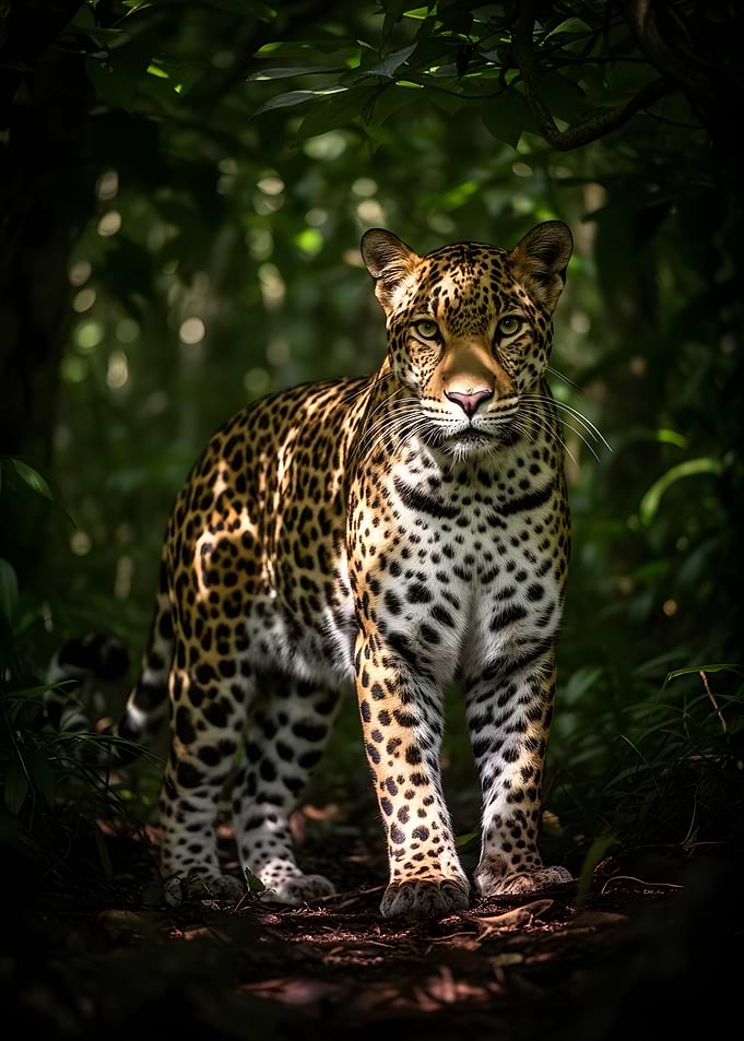 Leopard in a Lush Forest