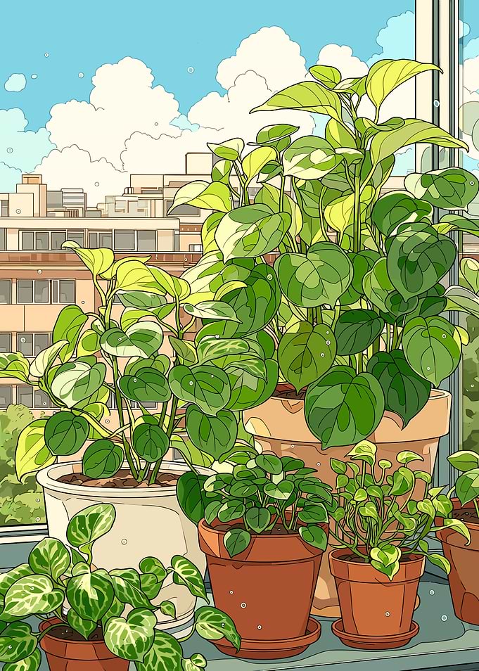 Potted plants on a windowsill