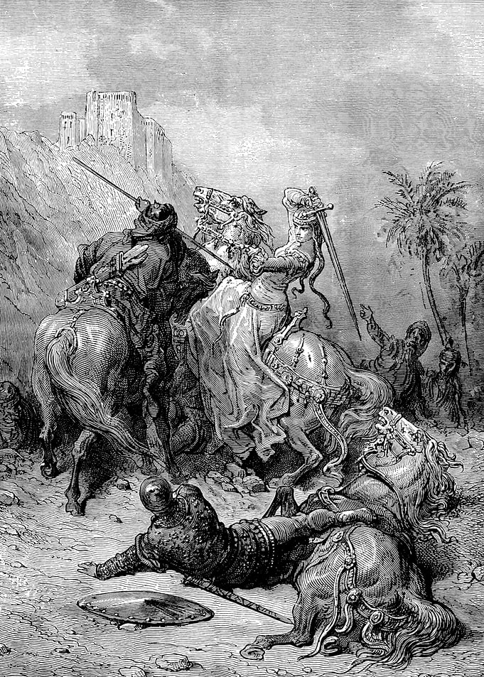 Florine of Burgundy Gustave Dore Crusades Engraving