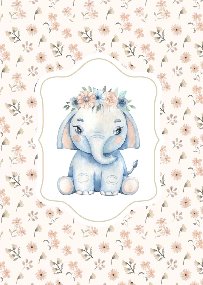 Cute Baby Elephant with Flower Crown