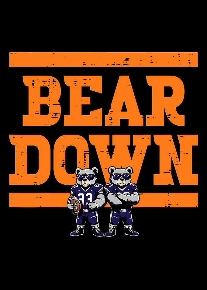 Bear Down Football Poster, Tough Bear Team Wall Art, Bold Sports Mascot Print