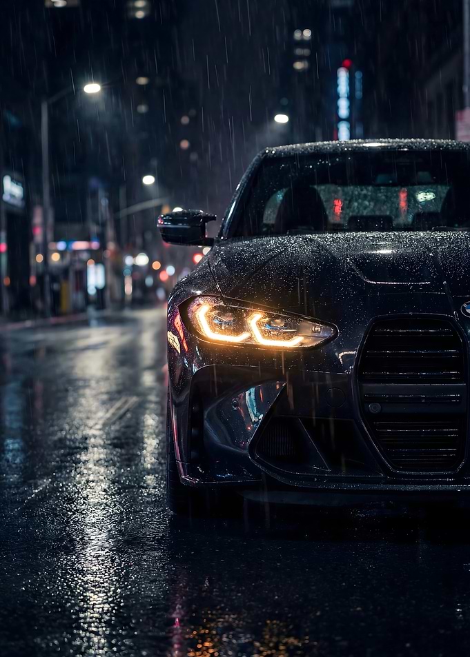 BMW M3 in the Night Rain