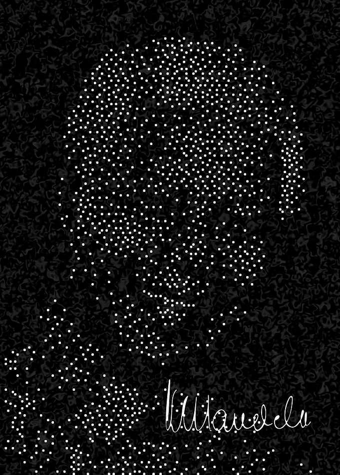 Nelson Mandela Portrait with Signature