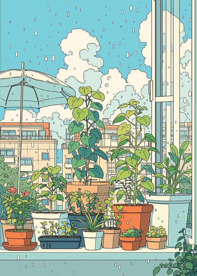 Rainy Day Balcony Garden