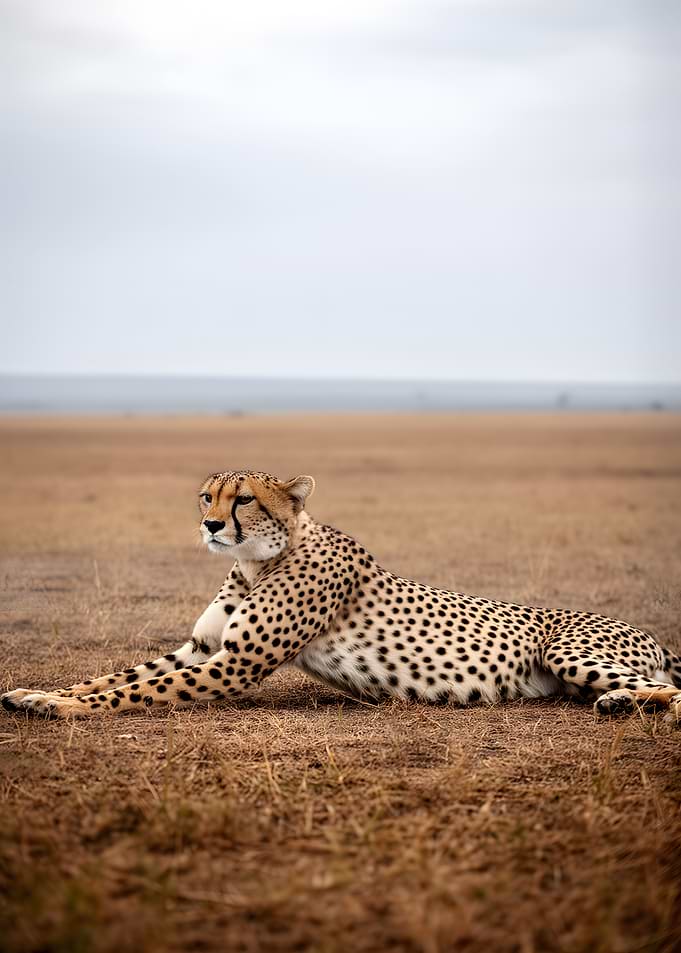 Cheetah resting in the savanna